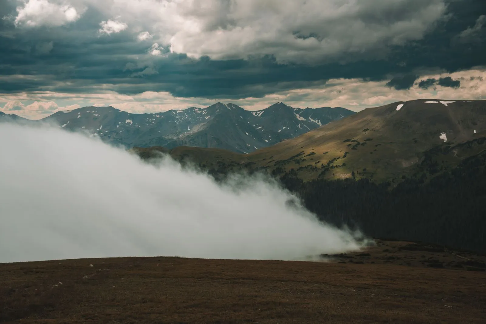 Storm clouds rolling over the Rocky Mountains in Colorado