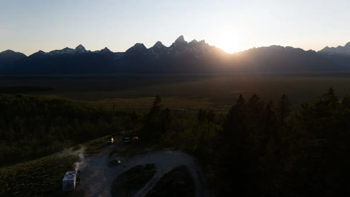 An RV camped off grid with solar