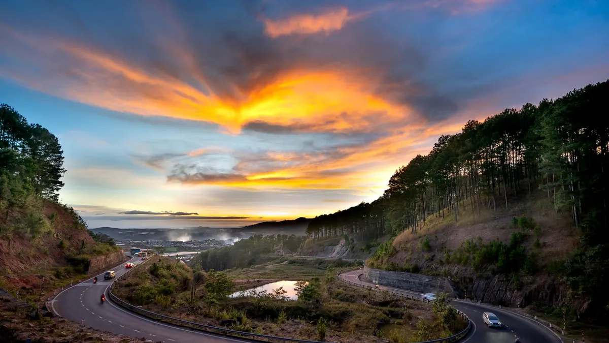 A rest area at dusk
