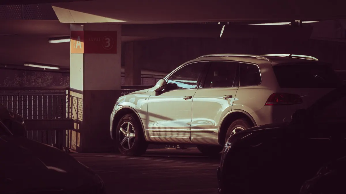 Vehicle parked in a rest area overnight