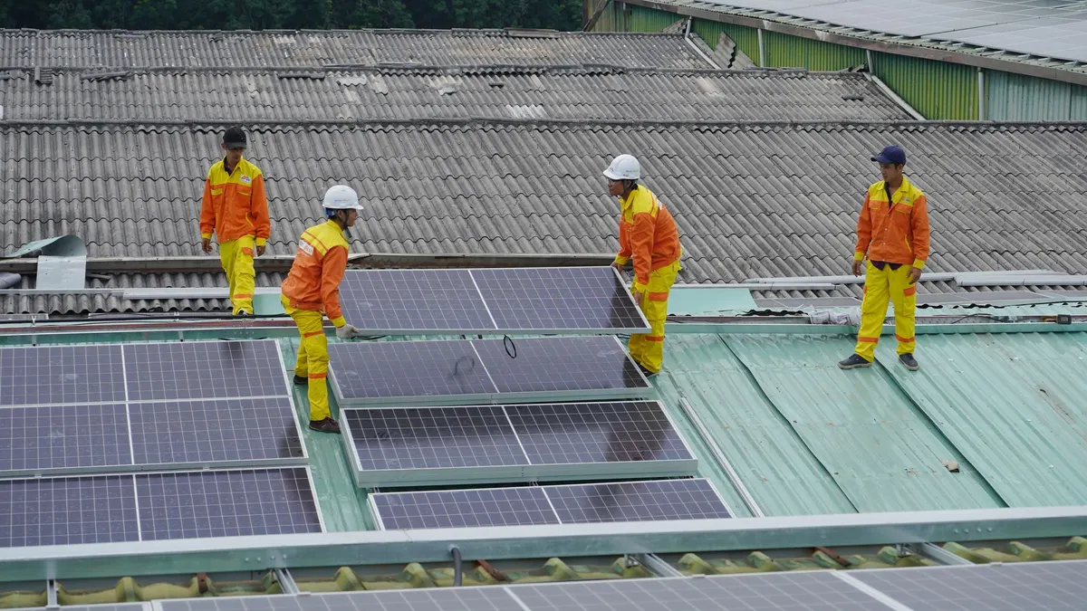 Solar panels mounted on an RV roof