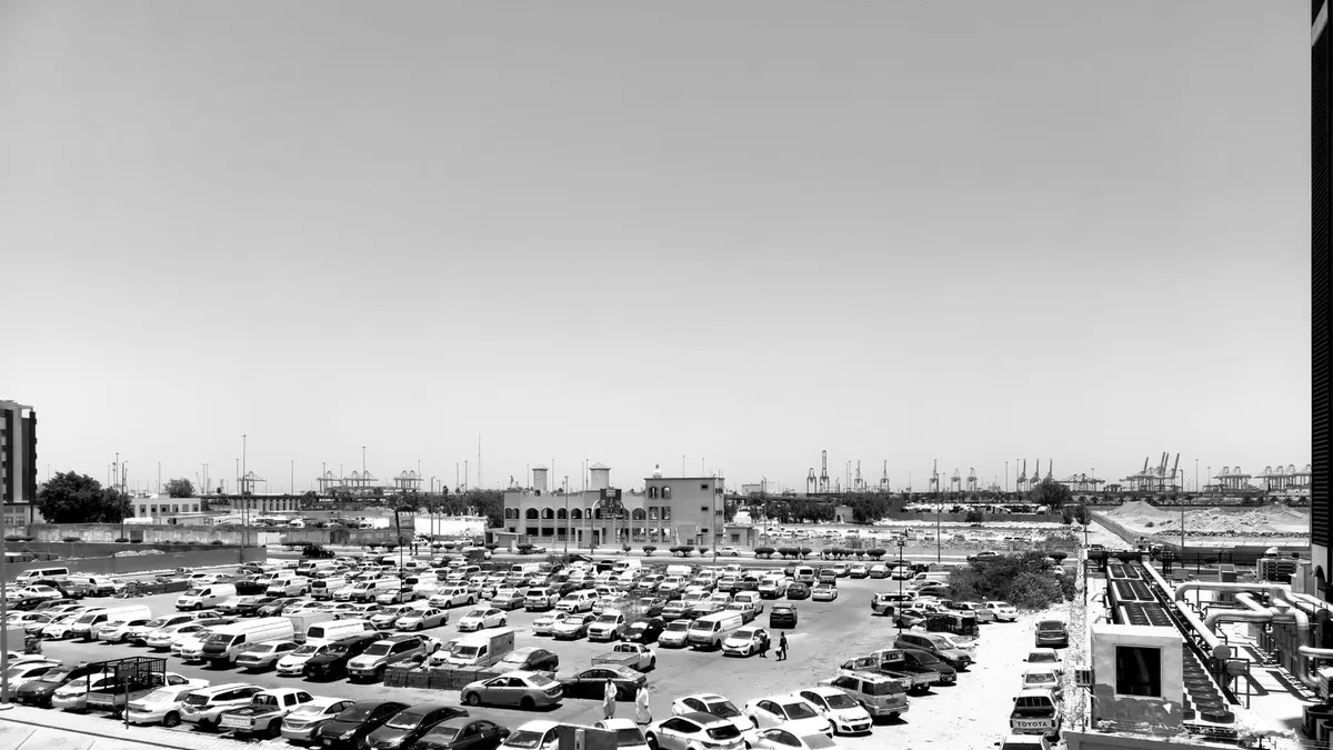 A large empty parking lot